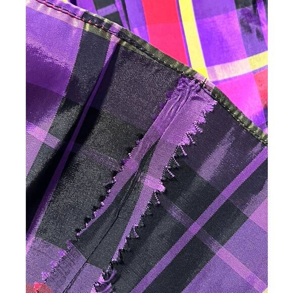 Vintage R & K Originals Union Tag Taffeta Plaid Dress Size 12 Purple Red Holiday - Picture 14 of 15